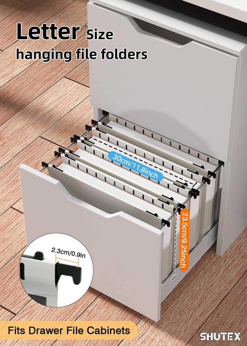 SHUTEX Extra Capacity Plastic Hanging File Folders,12 Pack Reinforced Hang Folder,Heavy Duty 7 Inch Expansion,Filing Cabinet Folders Letter Size for Bulk Files/Medical Charts(Glacier Gray) - Image 2